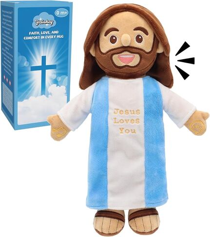 Yelakey Speaking Jesus Doll - Talks 36 Bible Verses & 10 Songs, 13" Interactive God Plush with Music & Sound, Stuffed Jesus Loves You Baptisms Christmas Easter Gifts for Kids Church Sunday School in Saudi Arabia
