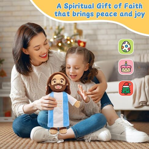 Yelakey Speaking Jesus Doll - Talks 36 Bible Verses & 10 Songs, 13" Interactive God Plush with Music & Sound, Stuffed Jesus Loves You Baptisms Christmas Easter Gifts for Kids Church Sunday School in Saudi Arabia