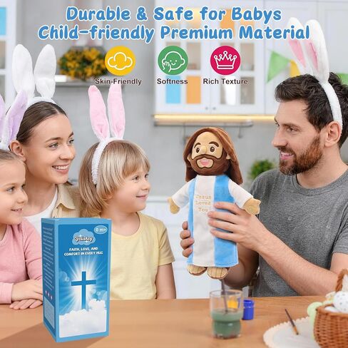 Yelakey Speaking Jesus Doll - Talks 36 Bible Verses & 10 Songs, 13" Interactive God Plush with Music & Sound, Stuffed Jesus Loves You Baptisms Christmas Easter Gifts for Kids Church Sunday School in Saudi Arabia