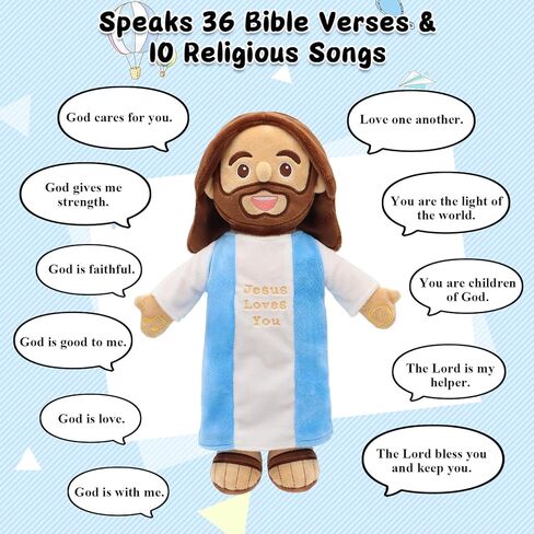 Yelakey Speaking Jesus Doll - Talks 36 Bible Verses & 10 Songs, 13" Interactive God Plush with Music & Sound, Stuffed Jesus Loves You Baptisms Christmas Easter Gifts for Kids Church Sunday School in Saudi Arabia