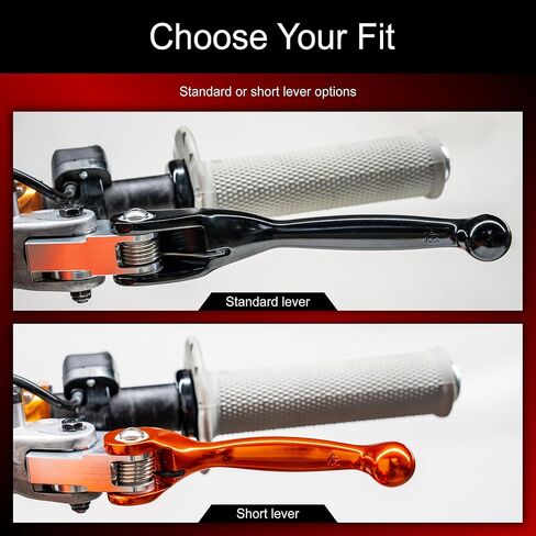 مجموعة الفرامل القابلة للطي بمحور TUSK ورافعة القابض. متوافق مع KTM 85 SX 2014-2026 / Husqvarna TC 85 2014-2026 (برتقالي، قصير) in Kuwait