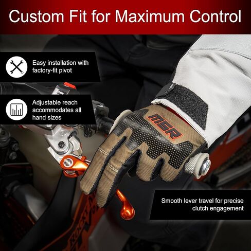 مجموعة الفرامل القابلة للطي بمحور TUSK ورافعة القابض. متوافق مع KTM 85 SX 2014-2026 / Husqvarna TC 85 2014-2026 (برتقالي، قصير) in Kuwait