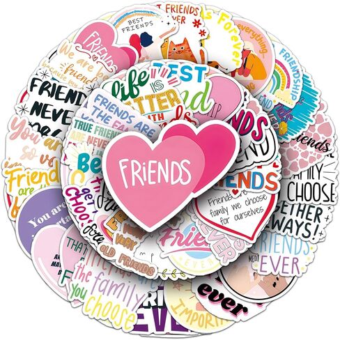 51 Pcs Heartwarming Friendship Stickers, Good Friend Companion Support Quote Decals Positive Energy, Waterproof Vinyl Material, Perfect for Water Bottles Laptops Notebooks Phone Cases（Friendship） in Kuwait