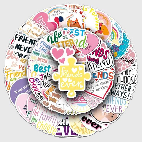 51 Pcs Heartwarming Friendship Stickers, Good Friend Companion Support Quote Decals Positive Energy, Waterproof Vinyl Material, Perfect for Water Bottles Laptops Notebooks Phone Cases（Friendship） in Kuwait