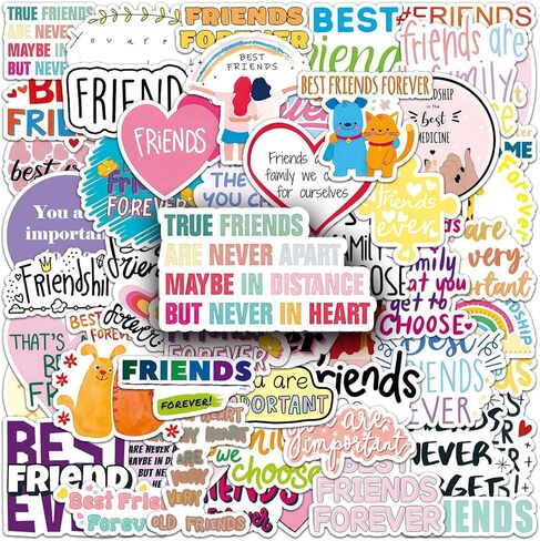 51 Pcs Heartwarming Friendship Stickers, Good Friend Companion Support Quote Decals Positive Energy, Waterproof Vinyl Material, Perfect for Water Bottles Laptops Notebooks Phone Cases（Friendship） in Kuwait