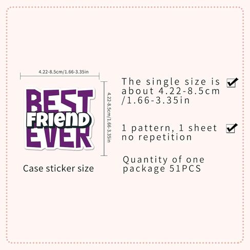51 Pcs Heartwarming Friendship Stickers, Good Friend Companion Support Quote Decals Positive Energy, Waterproof Vinyl Material, Perfect for Water Bottles Laptops Notebooks Phone Cases（Friendship） in Kuwait