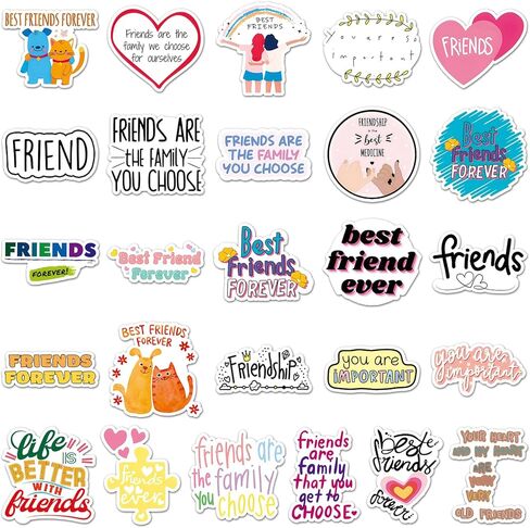 51 Pcs Heartwarming Friendship Stickers, Good Friend Companion Support Quote Decals Positive Energy, Waterproof Vinyl Material, Perfect for Water Bottles Laptops Notebooks Phone Cases（Friendship） in Kuwait