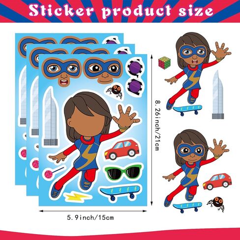36 Pieces Make-a-face Stickers Pack, Heroes Make Your Own Stickers, Mixed & Matched with 12 Designed Characters(3 of Each) for Party Decoration, Reward, Decor 687 in Saudi Arabia