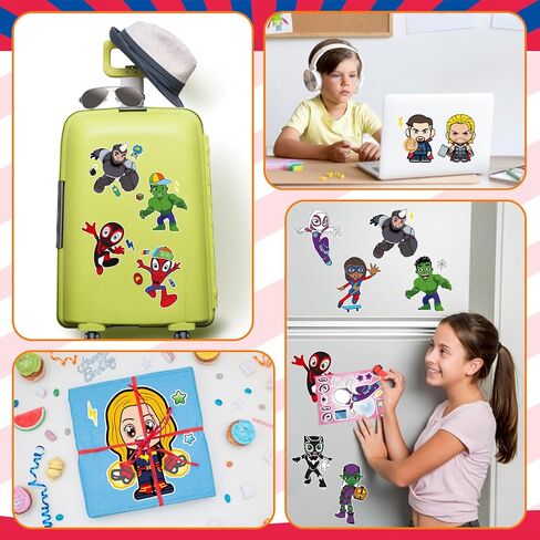 36 Pieces Make-a-face Stickers Pack, Heroes Make Your Own Stickers, Mixed & Matched with 12 Designed Characters(3 of Each) for Party Decoration, Reward, Decor 687 in Saudi Arabia