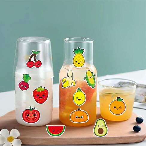 1000Pcs Sticker Rolls Cute Funny Vegetables Fruit Sticker Roll with 16 Different Pattern Designs Waterproof Self-Adhesive Decals Strawberry Banana Lemon Orange Pineapple Reward Stickers for Kids in Saudi Arabia