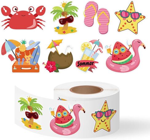 1000Pcs Sticker Rolls Cute Funny Vegetables Fruit Sticker Roll with 16 Different Pattern Designs Waterproof Self-Adhesive Decals Strawberry Banana Lemon Orange Pineapple Reward Stickers for Kids in Saudi Arabia