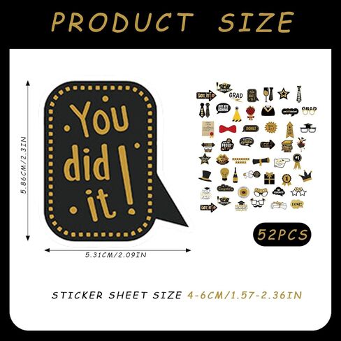 52 Pcs Graduation Stickers, Graduation Cap Sticker Class of 2026, DIY Graduation Cap Stickers for Congrats Grad Sticker Graduation Party Supplies, Scrapbook, Water Bottle, Laptop in Saudi Arabia
