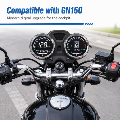 Digital Motorcycle Speedometer Dashboard, 1-6 Gear Odometer Tachometer Meter with Backlit Display, KMH/MPH Switchable, Compatible with GN125 GN150 125cc 150cc Motorcycles in Saudi Arabia