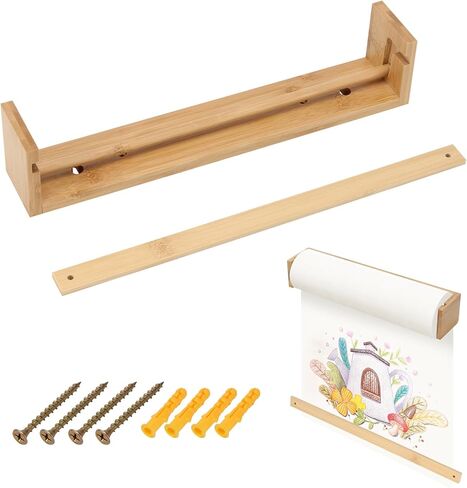 12 Inch Kraft Paper Roll Dispenser Tabletop Easel Roll Holder Wall Mount Kraft Bamboo Butcher Paper Dispenser for Kitchen DIY Office School Grocery Art Projects in Kuwait