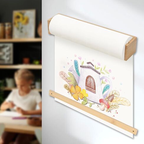 12 Inch Kraft Paper Roll Dispenser Tabletop Easel Roll Holder Wall Mount Kraft Bamboo Butcher Paper Dispenser for Kitchen DIY Office School Grocery Art Projects in Kuwait