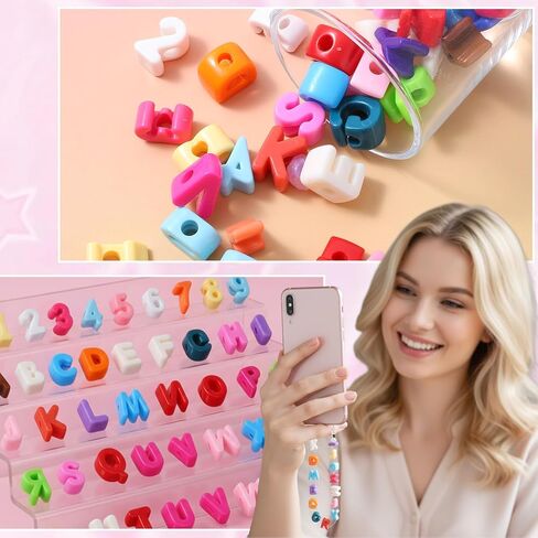 Large Letter Beads, 36PCS Paracord Acrylic Colorful Bubble Big Alphabet Beads, Colorful A-Z, 0-9 Mixed Alphabet Number Shape Bead, Large Hole Letter Bead for Bag Charm Kit Phone Chains Bracelets in Saudi Arabia