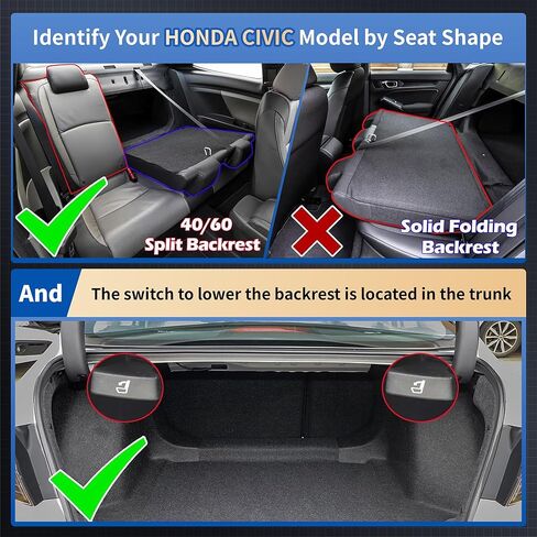 Seat Covers Fit Honda Civic Sedan 2016 2017 2018 2019 2020 2021 EX EX-L EX-T Touring LX-P Sport, Full Set Faux Leather, Water-Resistant Seat Protectors-Black with Red Trim in Kuwait