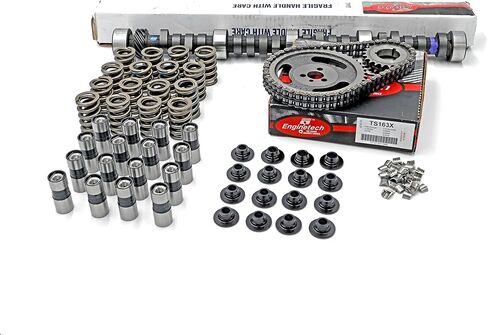المرحلة 3 HP TORQUE CAMSHAFT KIT مع رافعات الأداء | توقيت الأسطوانة المزدوجة | Z28 STYLE SPRINGS |المثبتات | الرفع: .480/.480 بوصة | .050 بوصة المدة: 232/232 | يناسب شيفروليه SBC 283 327 350 400 5.7 5.7L in Kuwait