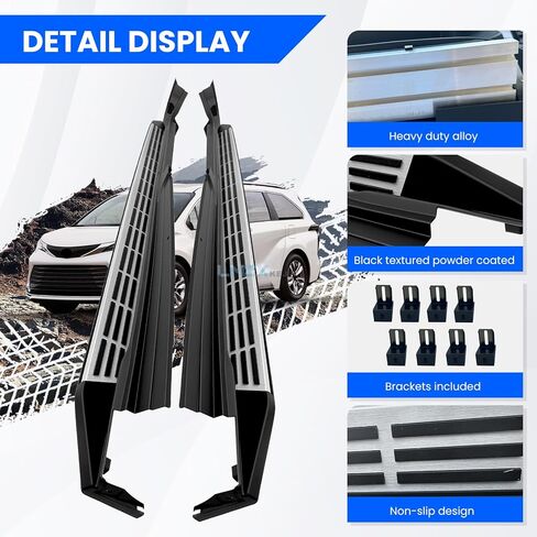 Running Boards Side Steps Compatible with Toyota Sienna 2021-2025, 2 PCS Left & Right Side Pedal Nerf Bars with Mounting Brackets, Removable Rail Step Bars for Sienna 2021 2022 2023 2024 2025 in Saudi Arabia