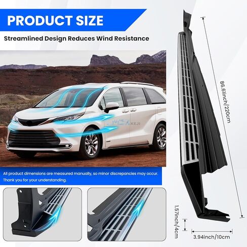 Running Boards Side Steps Compatible with Toyota Sienna 2021-2025, 2 PCS Left & Right Side Pedal Nerf Bars with Mounting Brackets, Removable Rail Step Bars for Sienna 2021 2022 2023 2024 2025 in Saudi Arabia