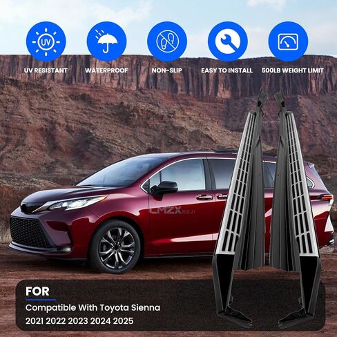 Running Boards Side Steps Compatible with Toyota Sienna 2021-2025, 2 PCS Left & Right Side Pedal Nerf Bars with Mounting Brackets, Removable Rail Step Bars for Sienna 2021 2022 2023 2024 2025 in Saudi Arabia