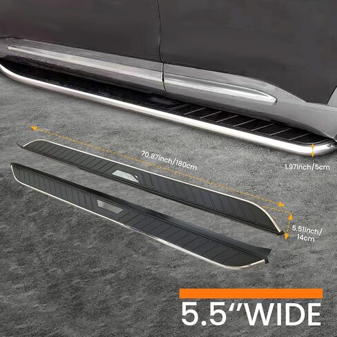 لوحات الجري والخطوات لـ 2022-2025 Grand Cherokee 2-Row WL (باستثناء موديلات 4xe) SUV من الألومنيوم باللون الأسود وخطوات جانبية قضبان Nerf وقضبان متدرجة قطعتان لدعم الوصول إلى السقف المضاد للتآكل in Kuwait