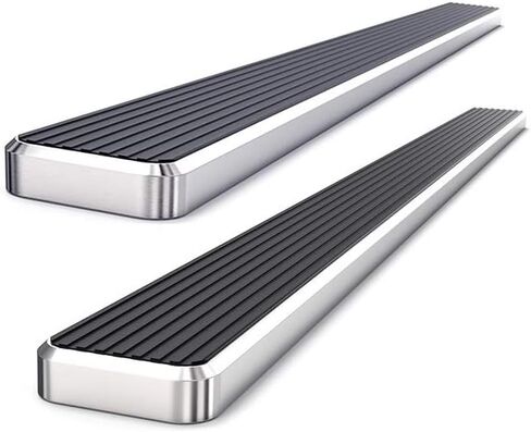 لوحات تشغيل فضية مصقولة من الفولاذ المقاوم للصدأ APS 304 مقاس 6 بوصات متوافقة مع Ram 1500 2009-2018 الكابينة العادية وRam 2500 3500 2010-2026 (خطوات جانبية لقضبان Nerf) in Kuwait