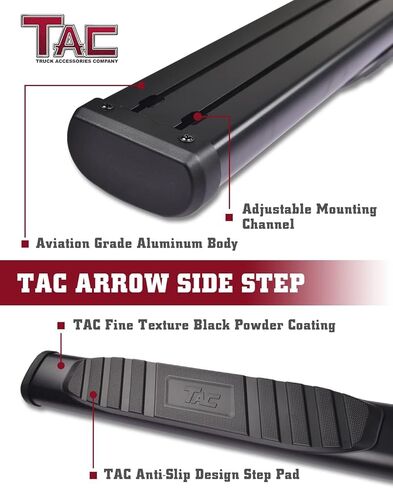 TAC Arrow Side Steps Running Boards Compatible with 2005-2023 Toyota Tacoma Double Cab Truck Pickup 5" Aluminum Texture Black Step Rails Nerf Bars Lightweight Off Road Accessories 2Pcs in Kuwait