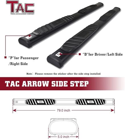TAC Arrow Side Steps Running Boards Compatible with 2005-2023 Toyota Tacoma Double Cab Truck Pickup 5" Aluminum Texture Black Step Rails Nerf Bars Lightweight Off Road Accessories 2Pcs in Kuwait