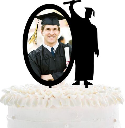 غلاف كعكة التخرج لعام 2026 Congrats Grad - إطار صورة من الأكريليك الأسود - غلاف كعكة التخرج من فئة 2026 - ديكورات حفلات التخرج الجامعية in Kuwait