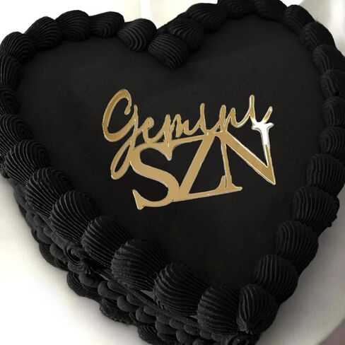 Gemini Season Cake Toppers,Acrylic Gold Gemini Birthday Decorations,Zodiac June/July Birthday Party Decor for Horoscope Astrology Birthday Party Cake Decorations Supplies in Saudi Arabia