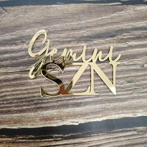Gemini Season Cake Toppers,Acrylic Gold Gemini Birthday Decorations,Zodiac June/July Birthday Party Decor for Horoscope Astrology Birthday Party Cake Decorations Supplies in Saudi Arabia