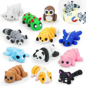 Minleway 12 Pcs Magnetic Mini 3D Printed Animal Figurines, Articulated Flexible Fidget Toys Set, Cute Desk Pets Decor, Gifts for Kids Party Favors, Classroom Rewards (Wlid Animals) in Saudi Arabia