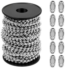 50 Feet Stainless Steel Ball Bead Chain #10/4.5mm Beaded Chain with Spool & 10pcs Matching Connectors Ball Chain for Roller Shades, Dog Tag, Bracelets, Necklace, Keychain, Jewelry & DIY Crafts in Kuwait
