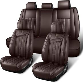 AWUI لأغطية مقاعد Ford F150 2000-2026 مجموعة كاملة، جلد نابا مقاوم للماء، مقاوم للخدش، تغطية كاملة 360 درجة، أغطية مقاعد سيارة مضادة للانزلاق وسهلة التنظيف (5 مقاعد، أسود) in Kuwait