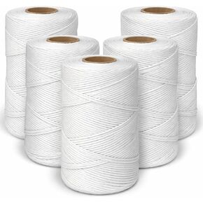 6 Pack 9-Ply Waxed Twine 160 LBS Tensile Strength 656 Feet Per Roll Polyester Wax Lacing Cord Heavy Duty Twine String Cable for Indoor Outdoor Garden Tie Down Use(White) in Kuwait