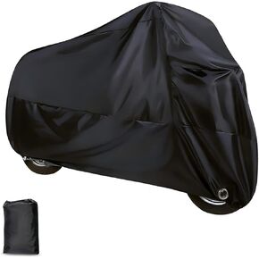 XIZAKEE1 PC Motorcycle Cover, 190T Polyester Motorbike Cover, Waterproof Motorcycle Protector with 2 Lock Holes, Universal for Most 86.61" Motorbikes Vehicle (Black) in Saudi Arabia