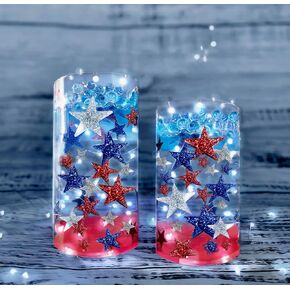 75 Floating Sparkling Patriotic Stars Red Blue Silver and Matching Beads- Fills 1 Gallon of Transparent Gels for Floating Effect-With Measured Floating Gels Prep Bag for Best Results! in Saudi Arabia