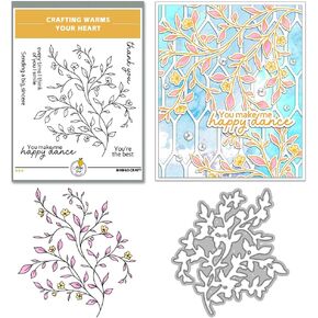 Clear Stamps and Metal Cutting Dies Set for Card Making Scrapbooking, DIY Craft Stamps and Dies Kit for Journaling, Albums, Greeting Cards, Holiday Cards, Birthday, Christmas (YX1494-S+D-1) in Kuwait