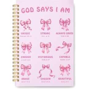 Bible Journal for Women, Christian Prayer Journal Notebook for Teen Girls, Pink Bible Study Supplies, Cute Church Faith Journaling, Coquette Pink Bow Hardcover Spiral Notebook(5.5" x 8.5") in Saudi Arabia