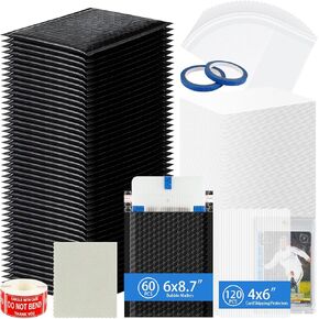 Fayoo 244Pcs Trading Card Shipping Supplies Kit, 60 Waterproof Bubble Mailers with 120 Professional Card Shipping Protectors, Mailing Kit for Sports Cards, Graded Slabs, TCG, Postcards & Sells in Kuwait