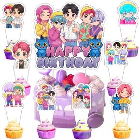 25Pcs Saja Boys Cake Decorations with 24pcs Cupcake Toppers, 1pcs Big Cake Topper for Saja Boys Birthday Party Supplies in Saudi Arabia