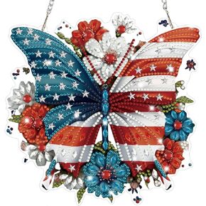 Bowetile 4th of July Diamond Art Hanging Kits for Adults,5D Diamond Painting Bald Eagle Window Pendant Kits, Special Shape Gem Art Suncatchers Patriotic Ornament for Home Garden Wall Decor Gift in Kuwait