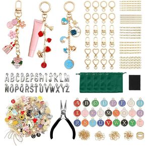 DIY Keychain Making Kit - 313 Pcs Lip Gloss Charms & Bag Charm Making Set with Alphabet Charms, Jewelry Pliers, Gold Chains | Charm Making Kit for Adults, Perfect Craft Gifts for Women,Mom&Best Friend in Saudi Arabia