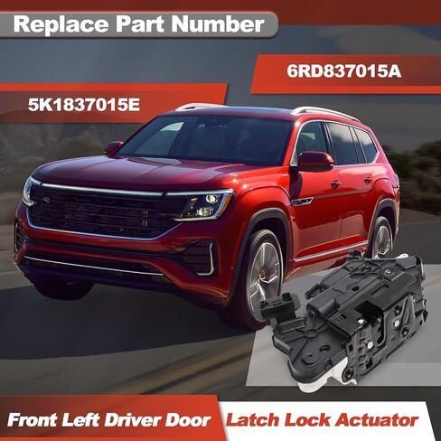 مشغل قفل الباب الأمامي الأيسر من GlobalPrince مع محرك يناسب VW Golf Beetle Atlas GTI Jetta Passat SportWagen Tiguan 2011-2024 استبدال 6RD837015A 5K1837015 6RD837015 5K1837015J 5K0837349B in Kuwait