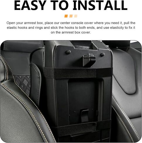 1 PC Car Armrest Box Mat, Console Organizer with 2 Cup Holders & Tissue Box, 13.78"x7.87"x3.15" Leather Armrest Pillow Protector, Universal for Most Cars, Trucks, SUVs (Black #01) in Saudi Arabia
