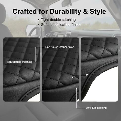 Thickened Center Console Armrest Cover with Side Pocket for 2023-2026 F250 F350 F450 F550 Super Duty, Bucket Seat, Leather Trim, Arm Rest Lid Cushion Protector, Anti-Scratch, Black in Saudi Arabia
