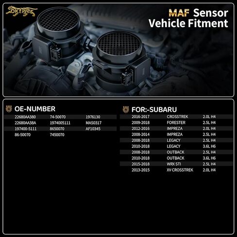 Oktiger Mass Air Flow Sensor(MAF Meter) Fits for Subaru Impreza 2012-2016 2.0L, 2008-2014 2.5L, Legacy 2008-2018 2.5L, 2010-2018 3.6L, Outback 2008-2018 2.5L, 2010-2018 3.6L & More, OE# 22680AA380 in Kuwait