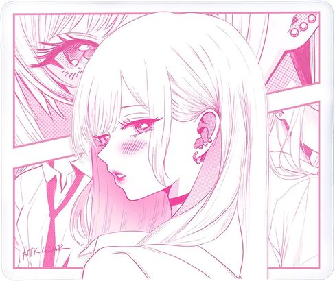 ATK Anime Mouse Pad – Reverie Soft Gaming Mousepad, 490×420×4mm Recessed Edge, Balanced Tracking Surface, Non-Slip Poron Base – Black-White or Pink (White) in Saudi Arabia