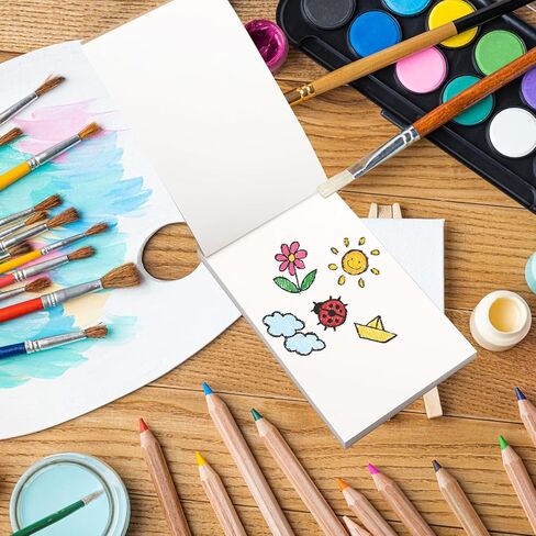 TANEMUDO 52 قطعة من كتب الوجه الفارغة مقاس 4.5 × 2.5 بوصة مجموعة لوحة رسم صغيرة، ورق كتاب قلاب للرسوم المتحركة للرسم والرسم والكرتون والفن in Kuwait